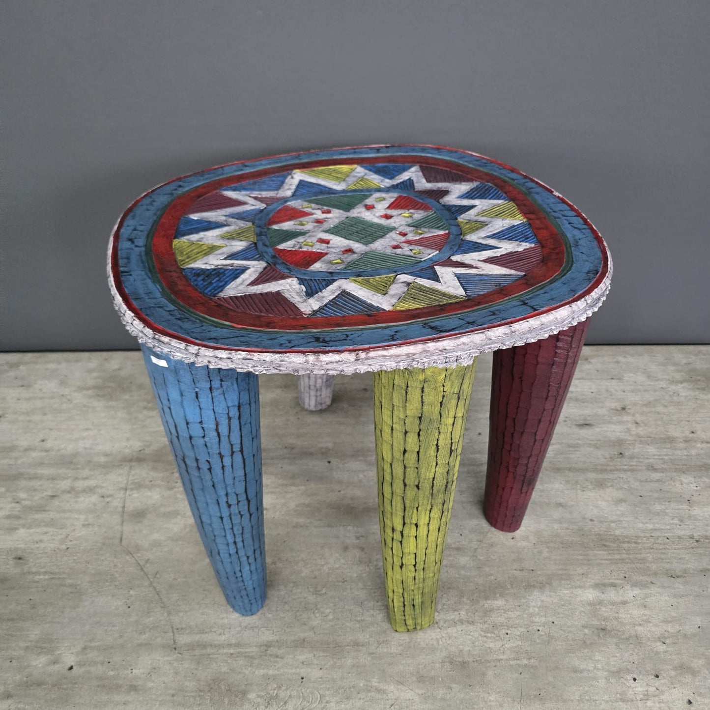 NUPE STOOL/SIDE-TABLE (NIGERIA) LRG COLOUR