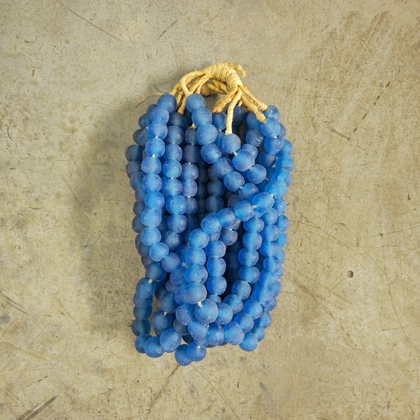 RECYCLED GLASS BEAD (GHANA) LRG SKY