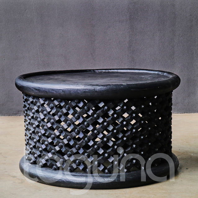 BAMILEKE STOOL/SIDE-TABLE (CAMEROON) 75D 43H DARK