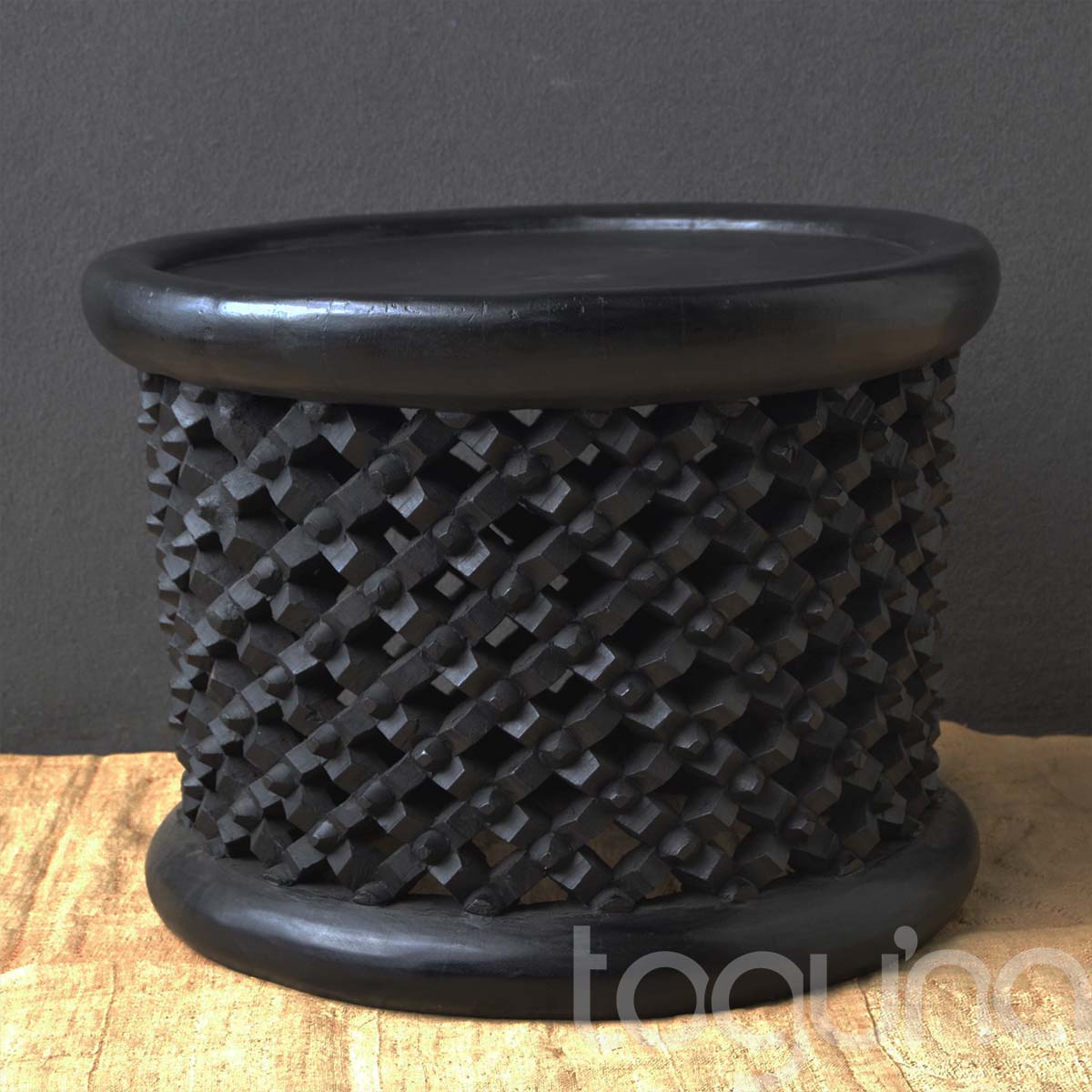 BAMILEKE STOOL/SIDE-TABLE (CAMEROON) 60D 43H DARK