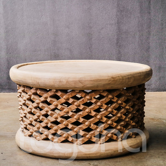 BAMILEKE STOOL/SIDE-TABLE (CAMEROON) 99D 43H NATURAL