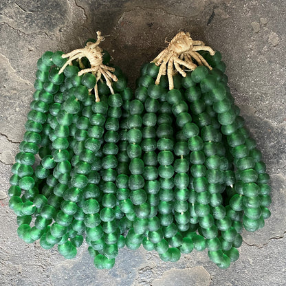 RECYCLED GLASS BEAD (GHANA) LRG GREEN