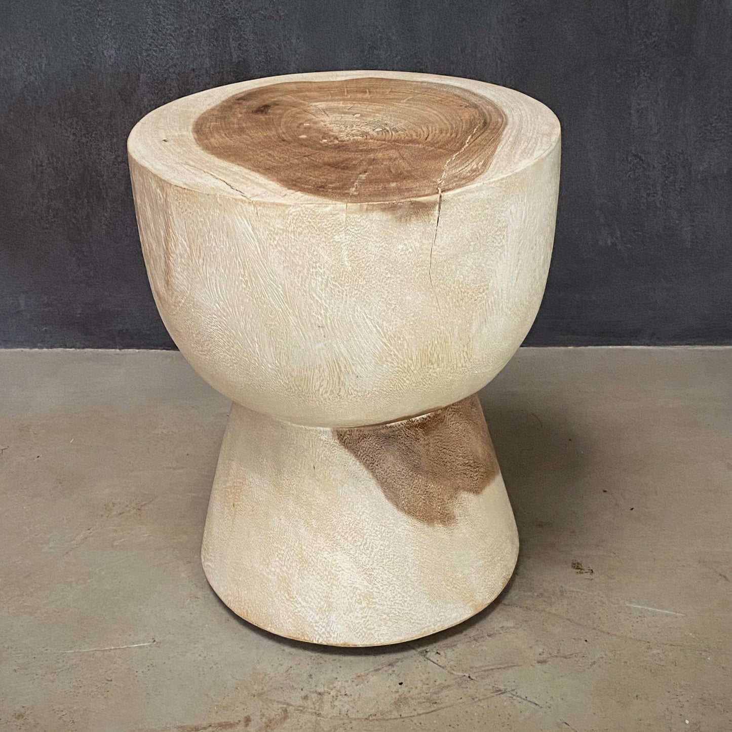 BALINESE SIDE-TABLE (INDONESIA) MUSHROOM 35L 35W 46H WHTW