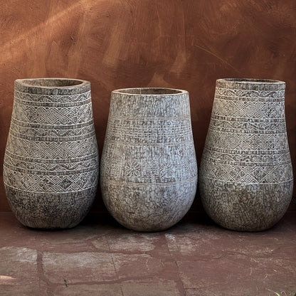 ENGRAVED VESSEL (INDONESIA) COCONUT 50L 50W 60H WHTW