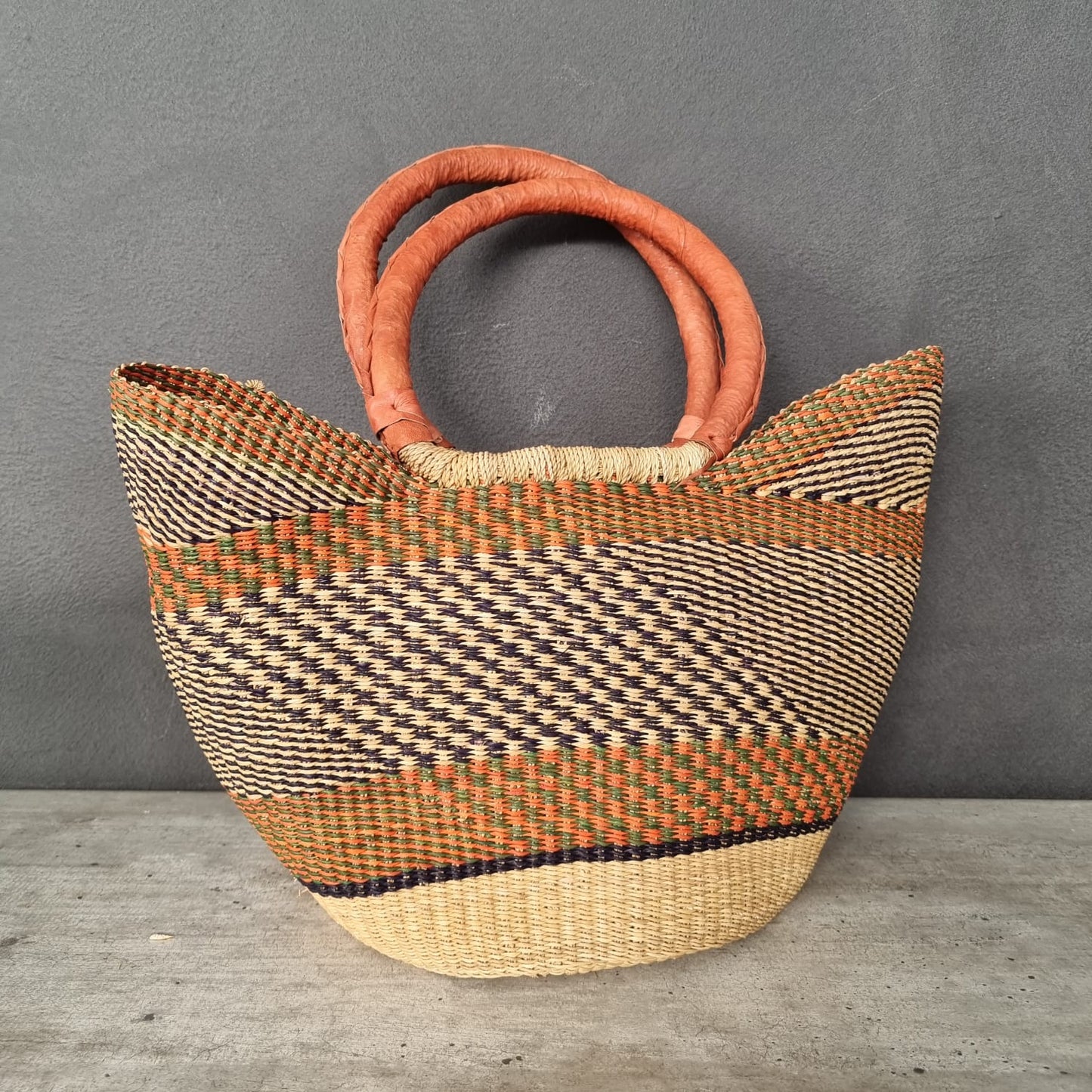 BOLGA SHOPPER BASKET (GHANA) HANDLE 45H 48L