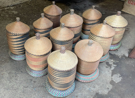 TUTSI CONTAINER BASKET & LID (RWANDA) 40H
