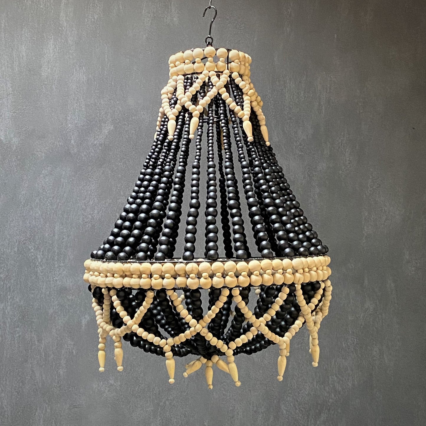WOOD BEAD LAMPSHADE (INDONESIA) 50L 50W 70H BLK/NAT