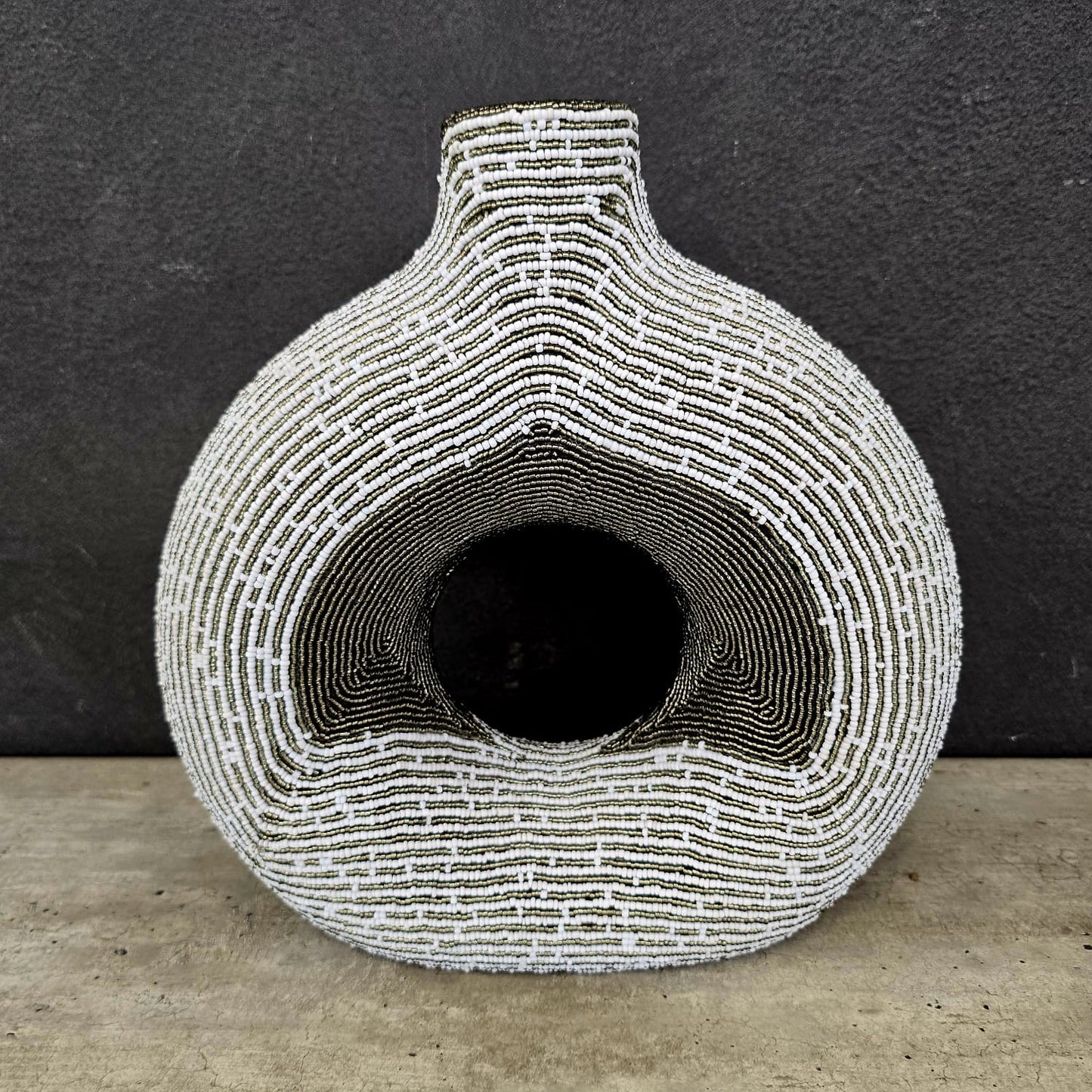 DONUT VASE (SOUTH AFRICA) BEADED LRG BOXED