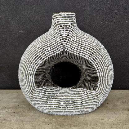 DONUT VASE (SOUTH AFRICA) BEADED LRG BOXED