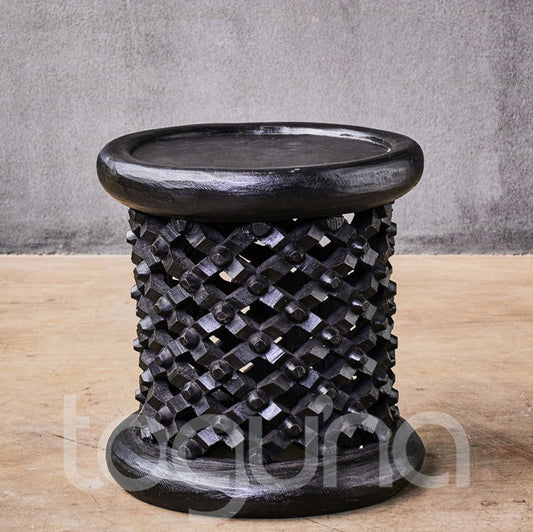 BAMILEKE STOOL/SIDE-TABLE (CAMEROON) 40D 40H DARK