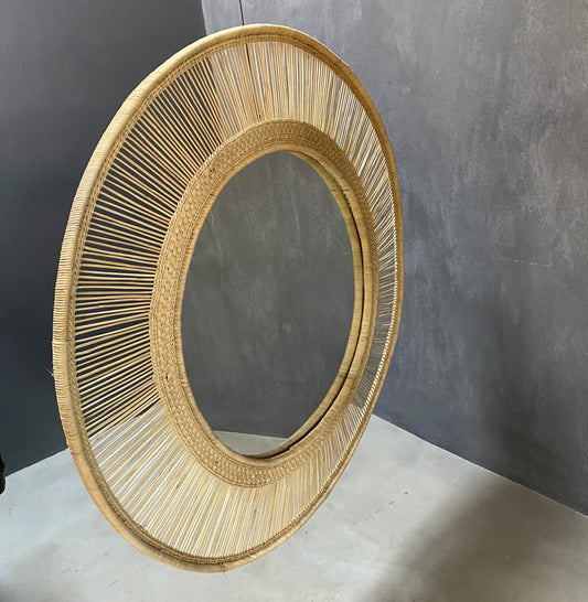 MIRROR FRAME WOVEN (MALAWI) RND 100D NAT