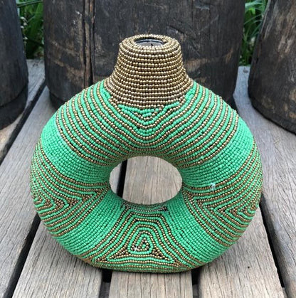 DONUT VASE (SOUTH AFRICA) BEADED SML BOXED
