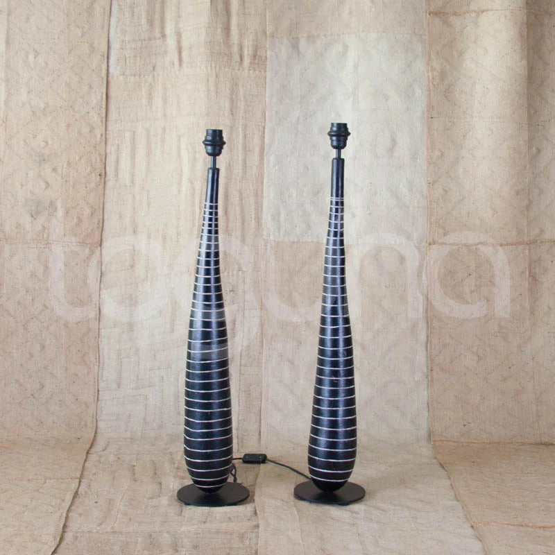 ENGRAVED CALABASH (KENYA) LAMP PAIR