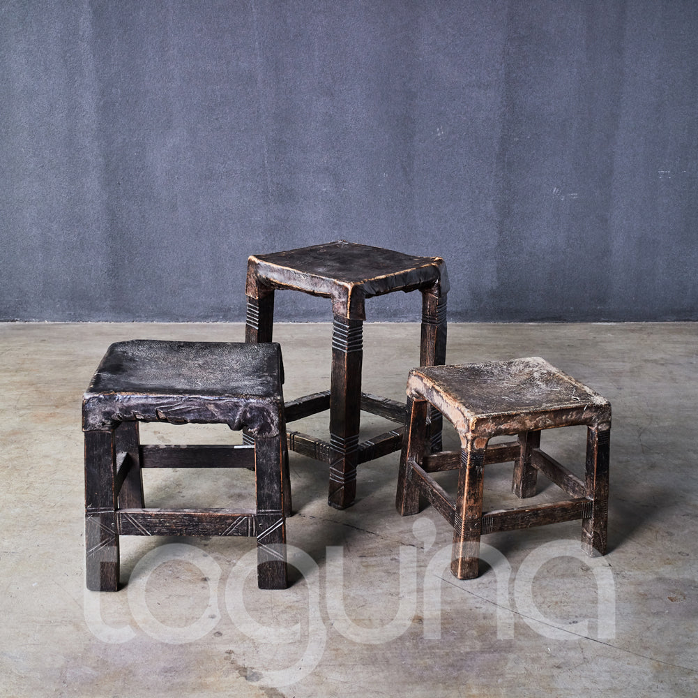 LOZI STOOL (ZAMBIA) SQUARE LRG