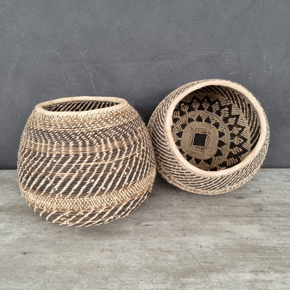 TONGA BASKET DBL WEAVE (ZAMBIA) CONTAINER 30/35D 25H
