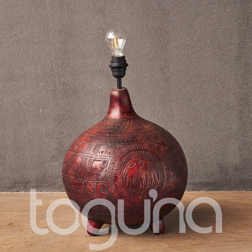 ENGRAVED CALABASH LAMP PAIR R