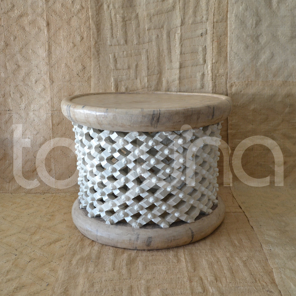 BAMILEKE STOOL/SIDE-TABLE (CAMEROON) 60D 43H NATURAL
