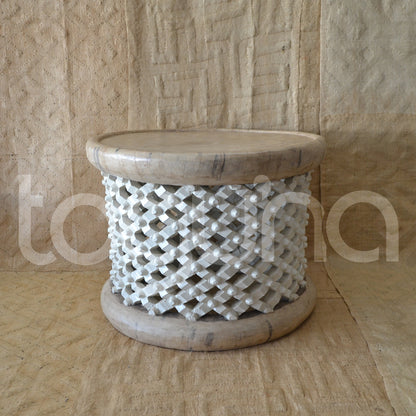BAMILEKE STOOL/SIDE-TABLE (CAMEROON) 60D 43H NATURAL