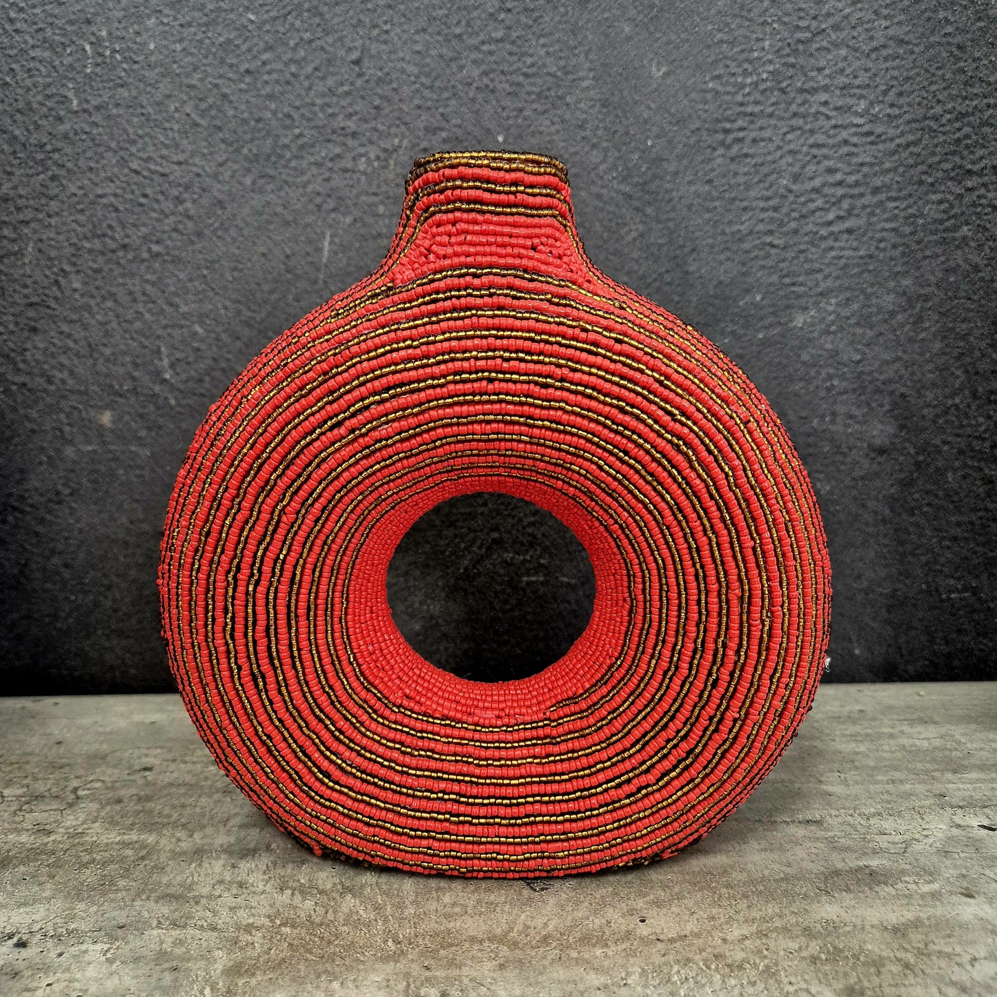 DONUT VASE (SOUTH AFRICA) BEADED SML BOXED