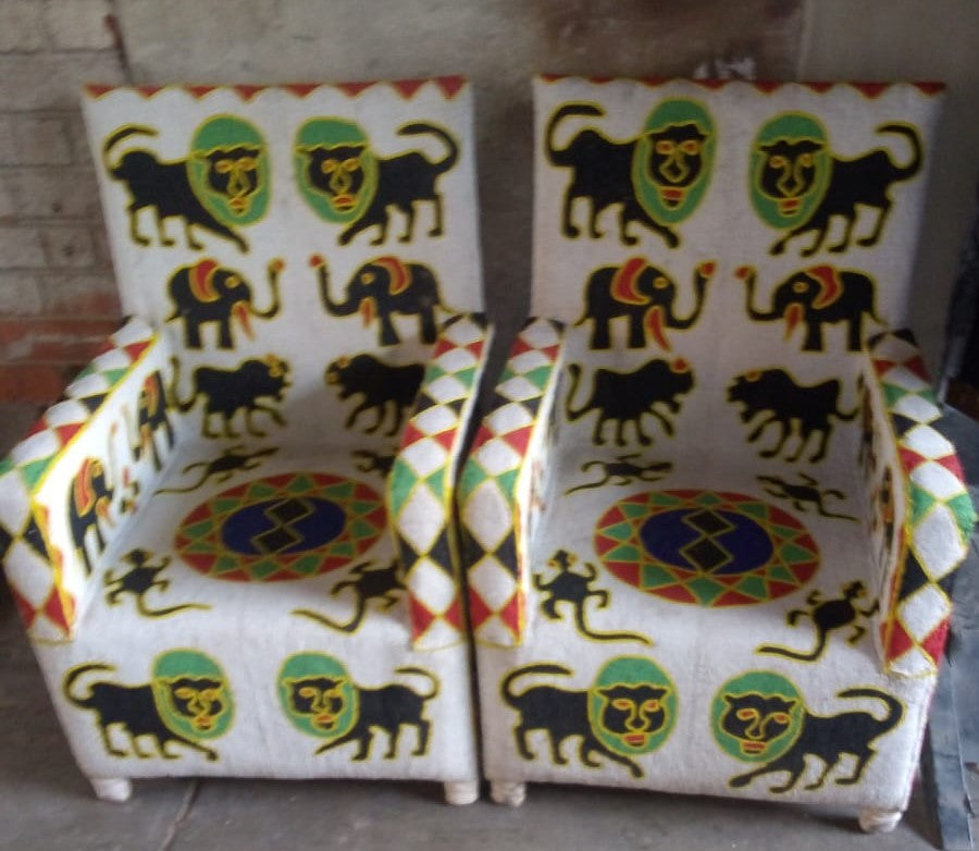 YORUBA ARMCHAIR (NIGERIA) 63L 63W 94H BEADED 1/2