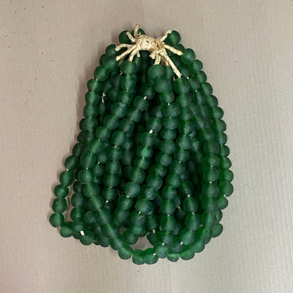 RECYCLED GLASS BEAD (GHANA) LRG GREEN