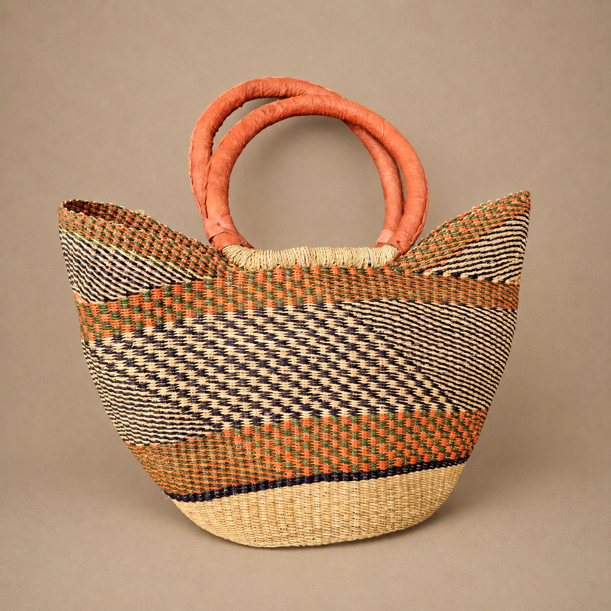BOLGA SHOPPER BASKET (GHANA) HANDLE 45H 48L