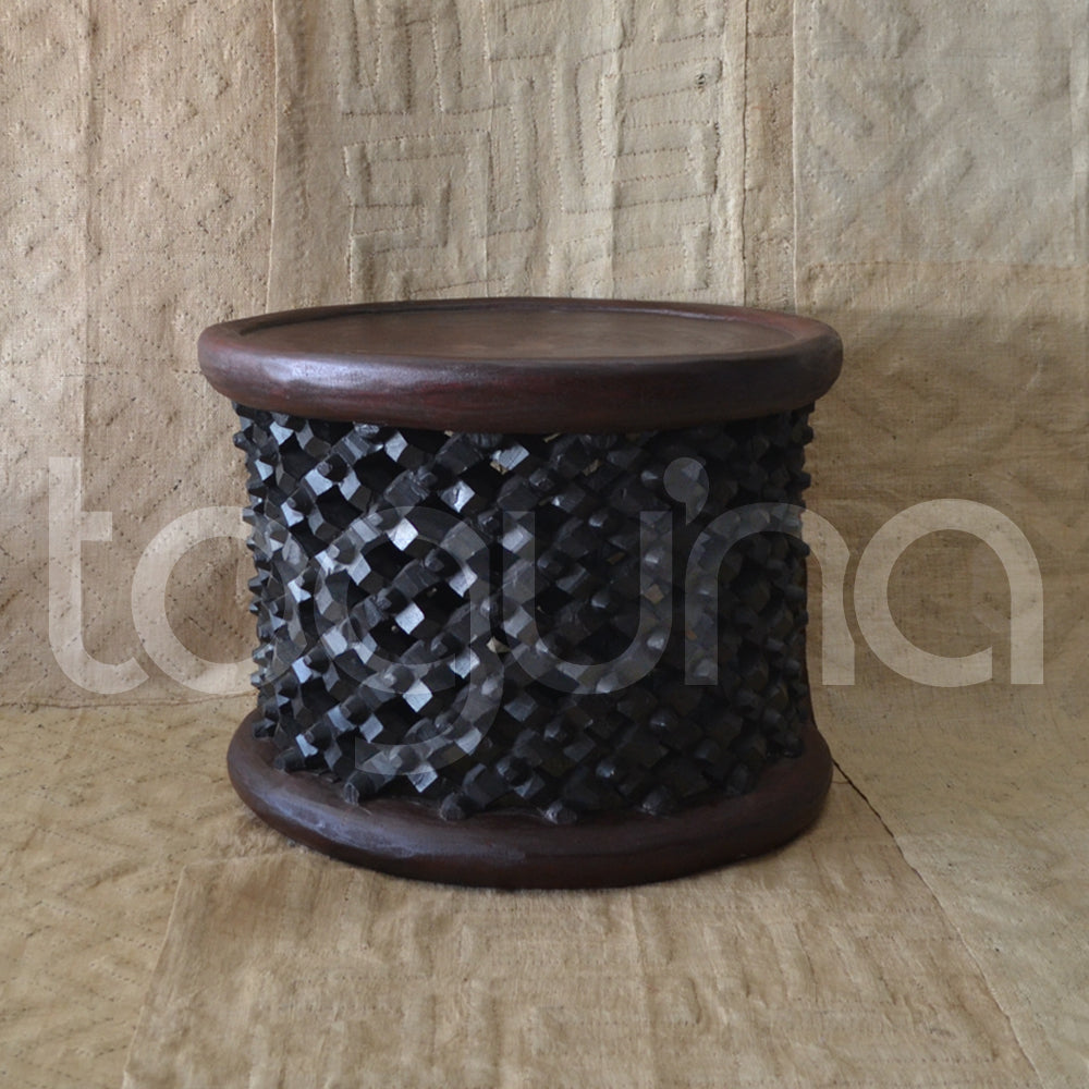 BAMILEKE STOOL/SIDE-TABLE (CAMEROON) 55D 43H DARK