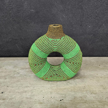 DONUT VASE (SOUTH AFRICA) BEADED SML BOXED