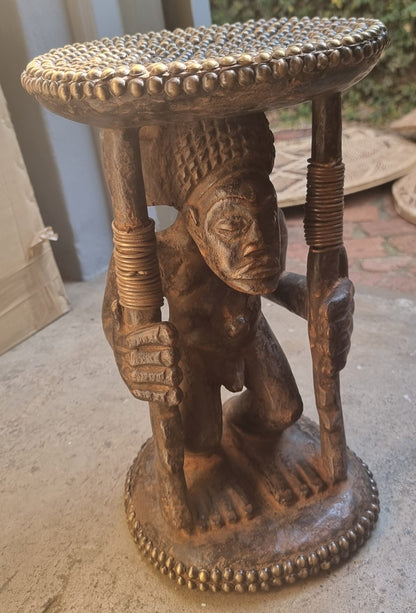 CHOKWE CARYATID STOOL (DRC) 23D 35H