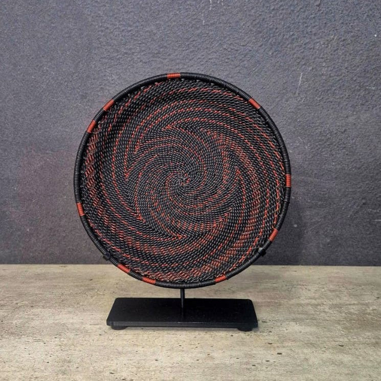 TELEPHONE WIRE BASKET (SOUTH AFRICA) VESSEL 14D+STAND