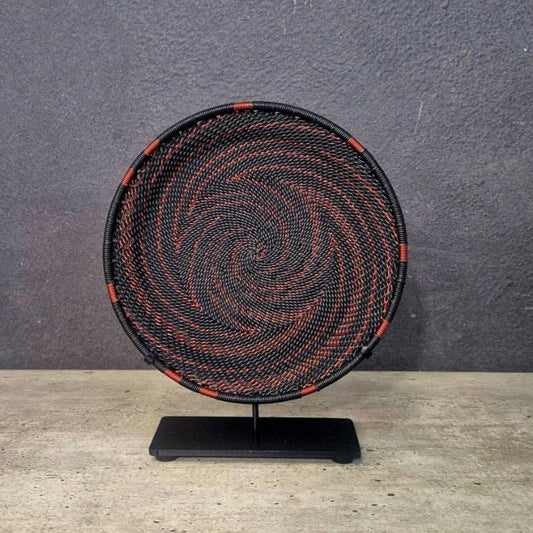 TELEPHONE WIRE BASKET (SOUTH AFRICA) VESSEL 14D+STAND