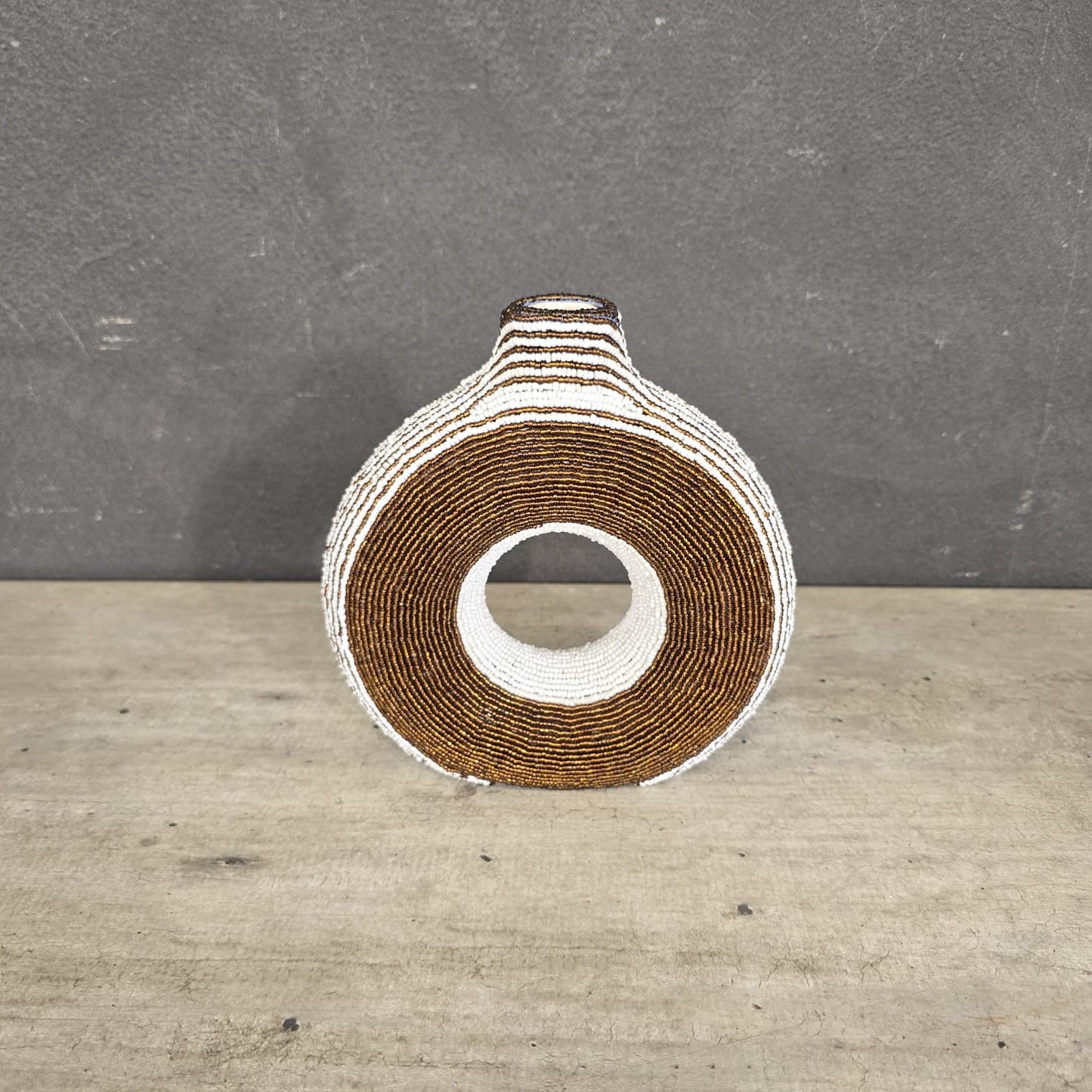 DONUT VASE (SOUTH AFRICA) BEADED SML BOXED