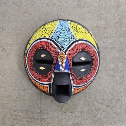 CEREMONIAL MASK (GHANA) BEADED 25H