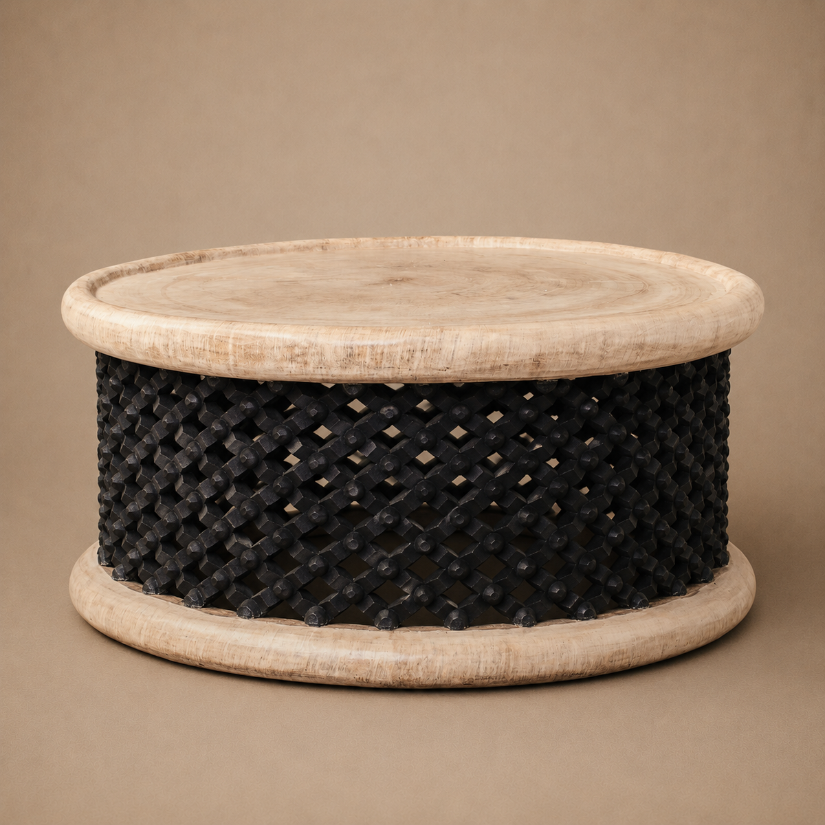 BAMILEKE STOOL/SIDE-TABLE (CAMEROON) 90D 43H CUSTOM