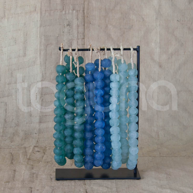 RECYCLED GLASS BEAD (GHANA) XL SEA BLUE