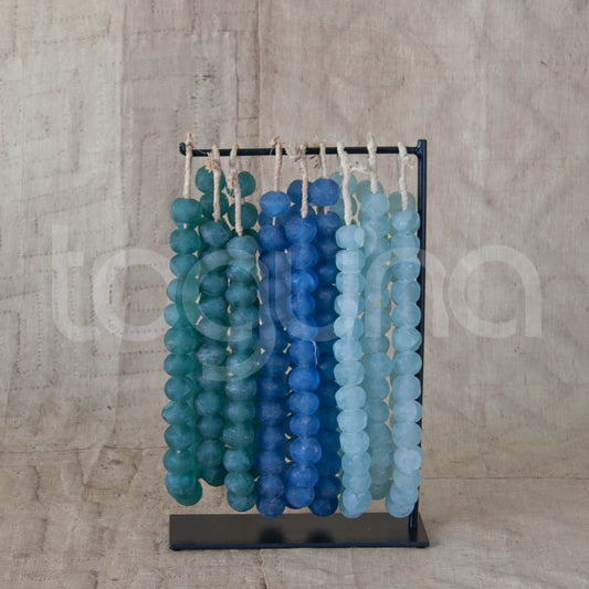 RECYCLED GLASS BEAD (GHANA) XL SEA BLUE