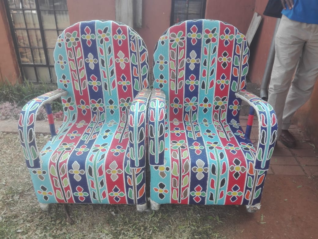 YORUBA ARMCHAIR (NIGERIA) 63L 63W 94H BEADED 1/2