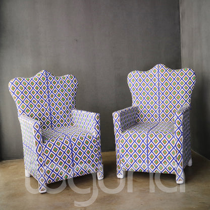 YORUBA ARMCHAIR (NIGERIA) 63L 63W 94H BEADED 1/2 SP