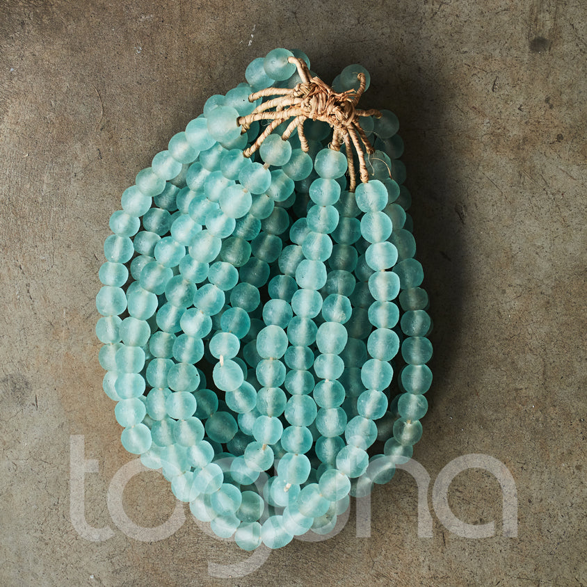 RECYCLED GLASS BEAD (GHANA) LRG PKT AQUA