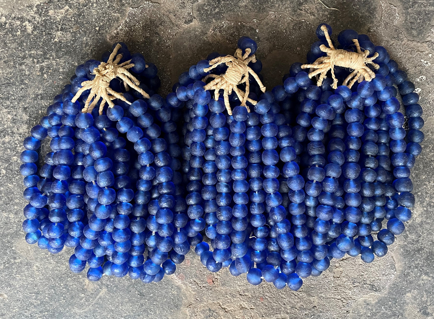 RECYCLED GLASS BEAD (GHANA) LRG BLUE