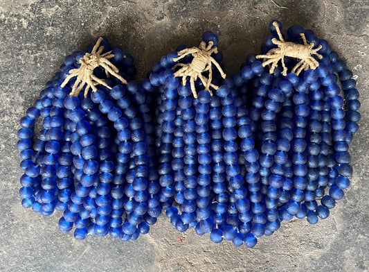 RECYCLED GLASS BEAD (GHANA) LRG BLUE