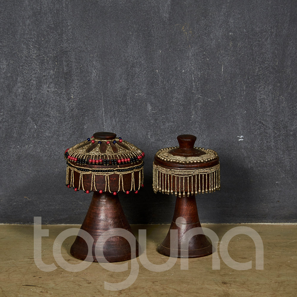 WOOD + BEAD CONTAINER 30H
