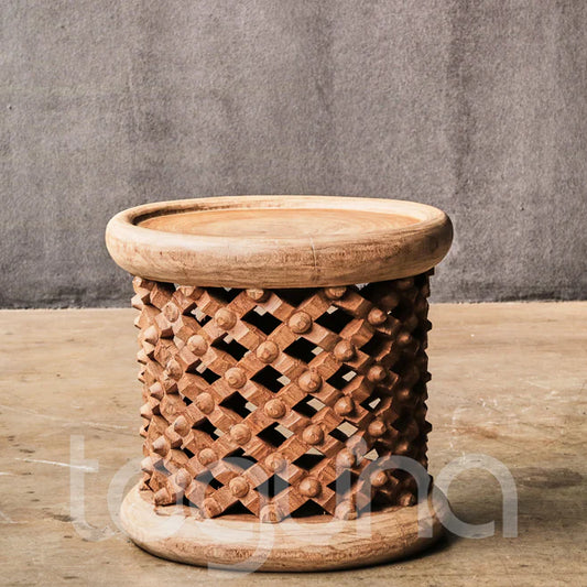BAMILEKE STOOL/SIDE-TABLE (CAMEROON) 40D 40H NATURAL