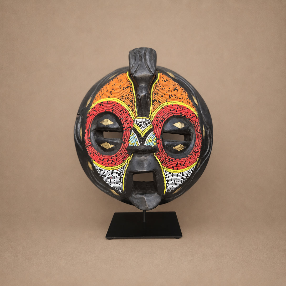 CEREMONIAL MASK (GHANA) BEADED 25H