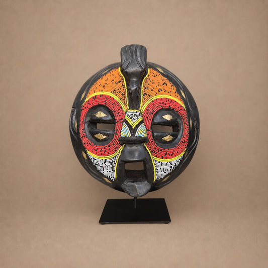 CEREMONIAL MASK (GHANA) BEADED 25H