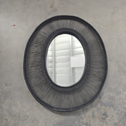 MIRROR FRAME WOVEN (MALAWI) OVAL 80D 95H BLK