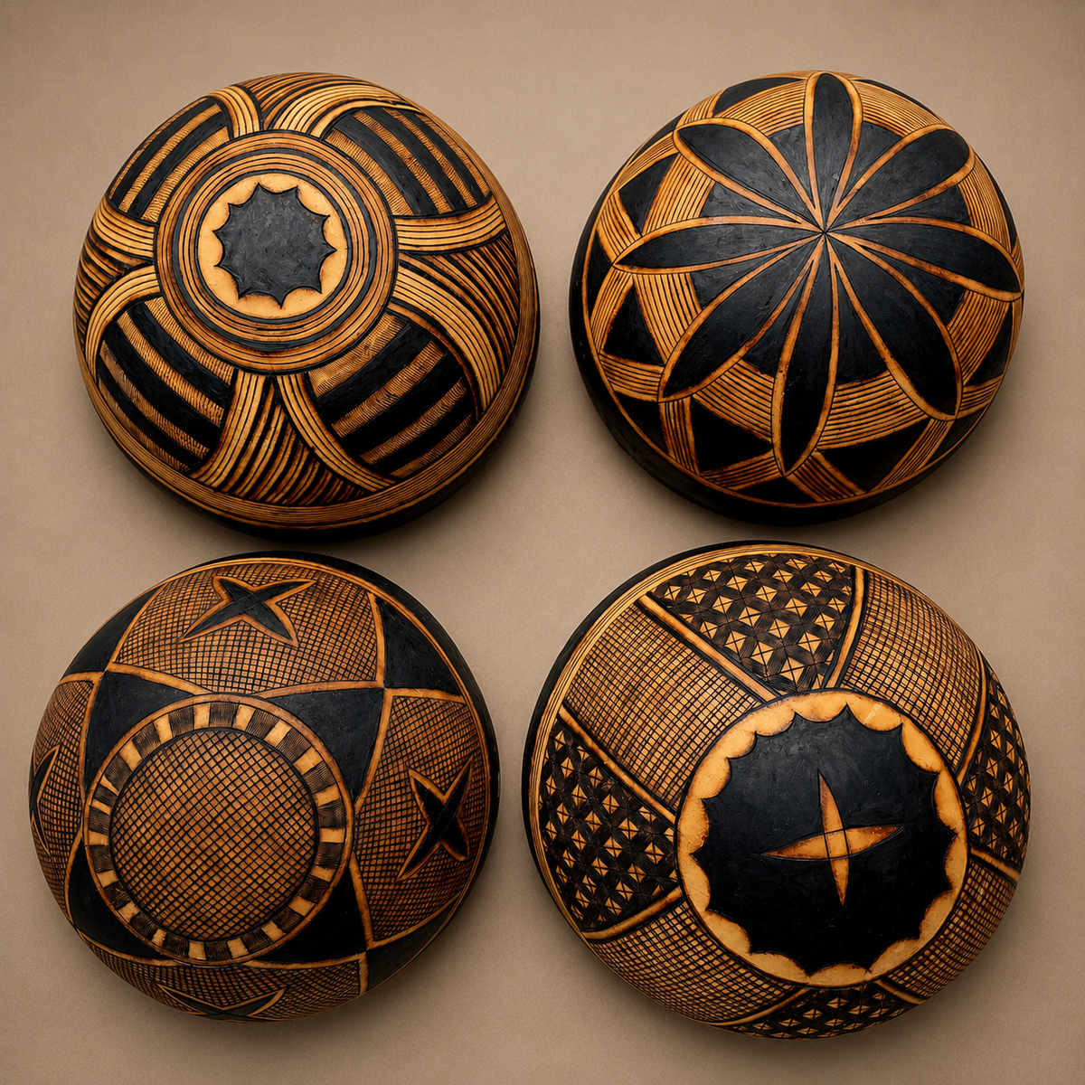 FULANI CALABASH (NIGER) ENGRAVED BURNT