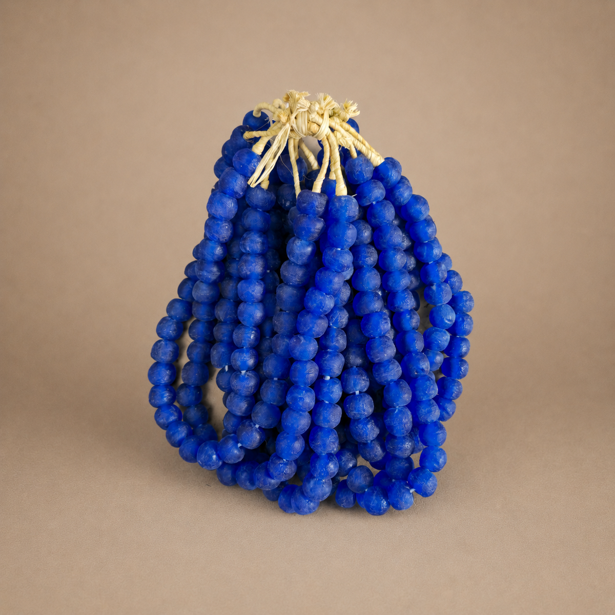 RECYCLED GLASS BEAD (GHANA) LRG BLUE