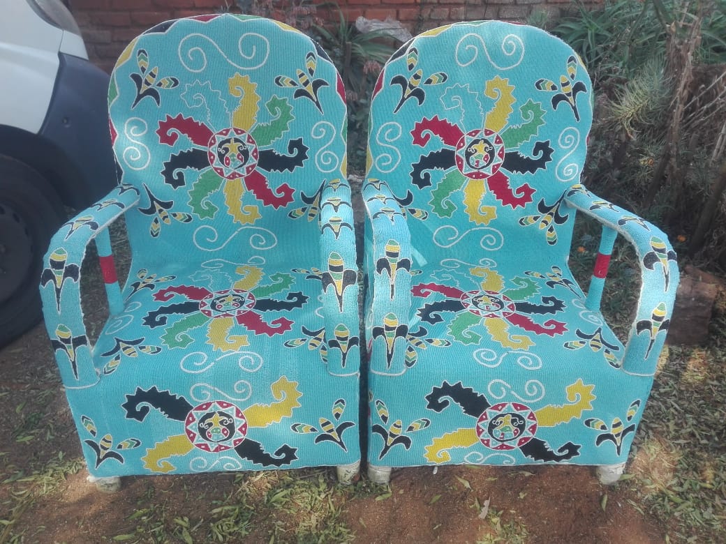 YORUBA ARMCHAIR (NIGERIA) 63L 63W 94H BEADED 1/2