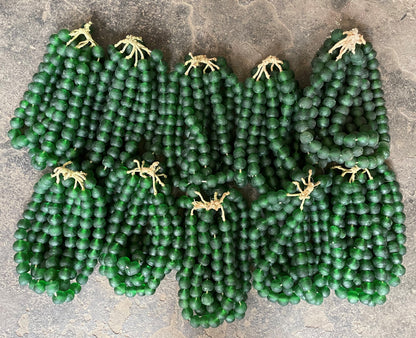 RECYCLED GLASS BEAD (GHANA) XL GREEN